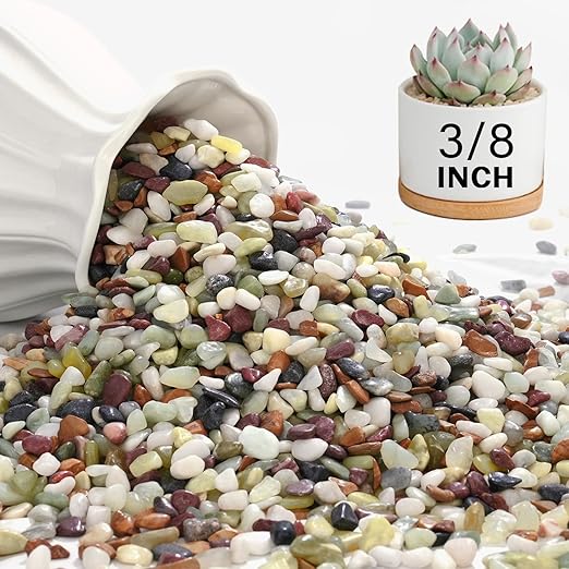 NUPICK 6 lbs Pebbles for Indoor Plants, 3/8 Inch Pea Gravel for Fish Tank by CreateAmazingChoice