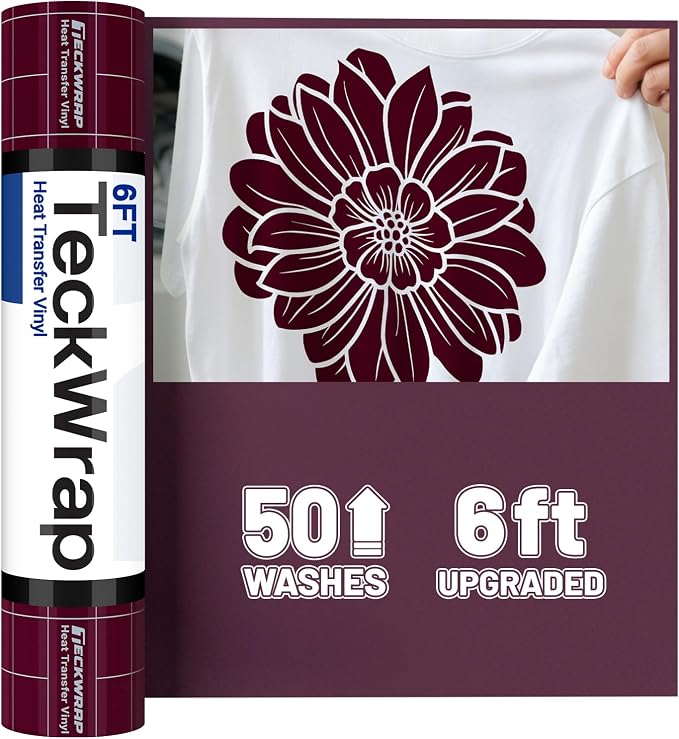 TECKWRAP Heat Transfer Vinyl for T-Shirts, 50+ Washes, REACH Certified & Dryer by TECKWRAP