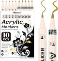 Thboxes 10 Pack Gold Paint Markers, Dual-Tip Acrylic Paint Pen Fine Tip and by Thboxes