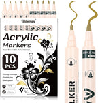 Thboxes 10 Pack Gold Paint Markers, Dual-Tip Acrylic Paint Pen Fine Tip and by Thboxes