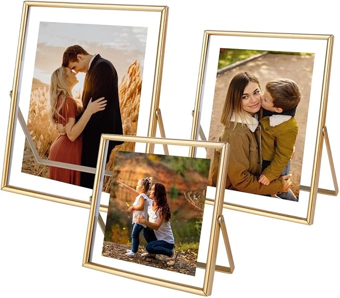 Gold Picture Frames Set of 3, Metal Geometric Photo Frame by Collectionyourprecioustime