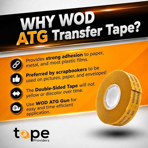 WOD General Purpose ATG Tape, 1/2 inch x 36 yds. Adhesive Transfer Tape Glider - Image 2