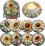 ijbnhd 8 PCS Sunflower Diamond Painting Coasters | Sunflower Diamond Art by ijbnhd