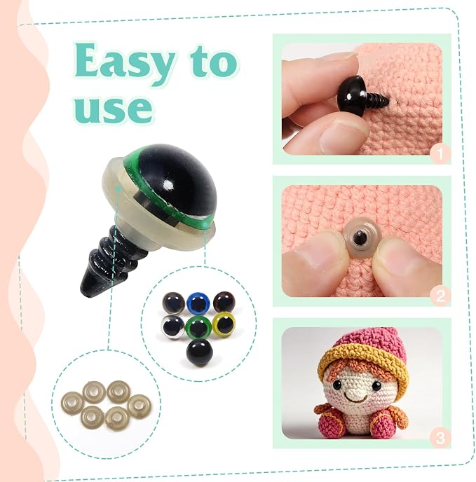 TOAOB 140pcs 8mm Colorful Plastic Safety Eyes Craft Eyes - Image 5