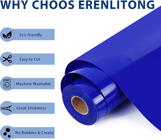 RENLITONG Sapphire Blue Iron on Vinyl 12Inch by 20ft Roll Heat Transfer Vinyl - Image 2