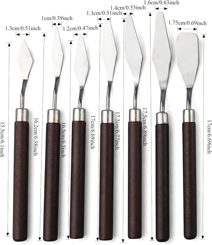 Palette Knife Set of 7, Stainless Steel Painting Knives - Image 2