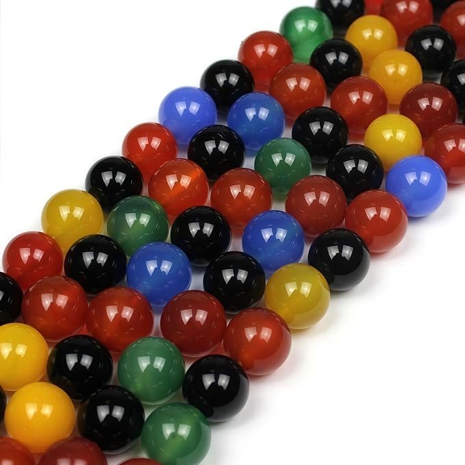 MJDCB AAA Natural Multicolor Agate Beads Round Colorful Stone Energy Healing - Image 5