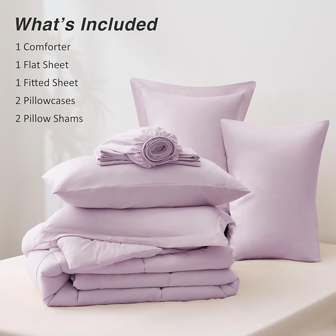 Love's cabin Full Comforter Set Light Purple, 7 Pieces Full Bed in a Bag - Image 8