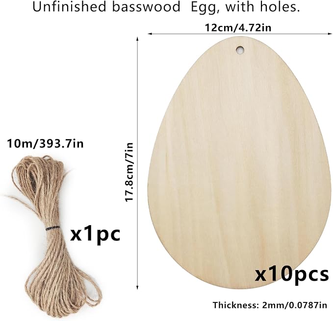 10 PCS Basswood Easter Egg Decoration Set - Image 2