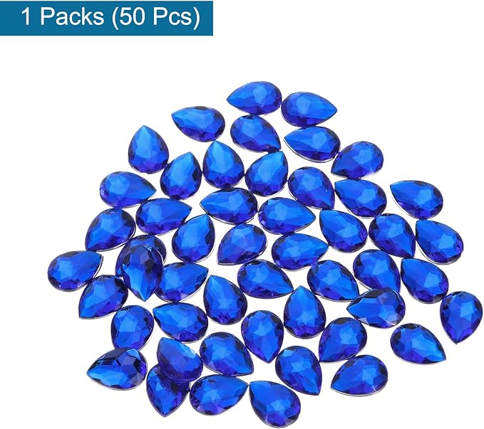MECCANIXITY 50PCS Flat Back Acrylic Teardrop Gems 18x25mm Artificial Rhinestones - Image 3