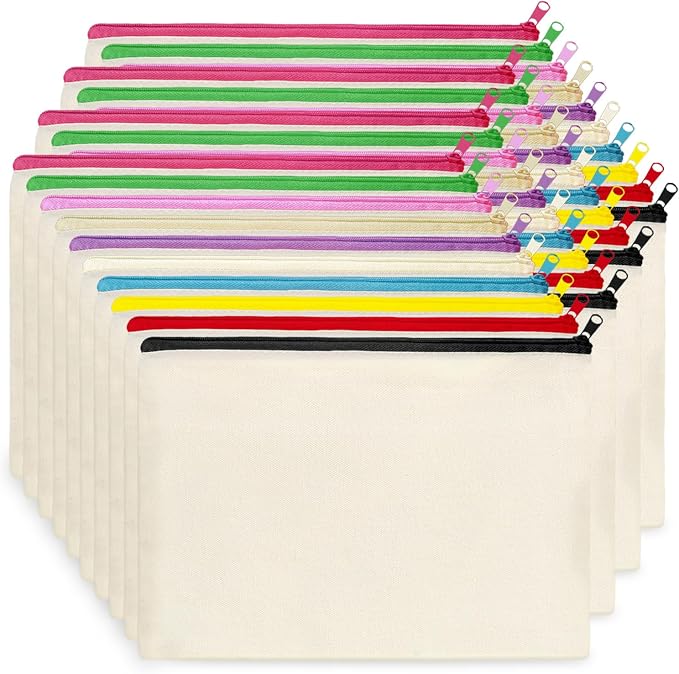 Koolmox Canvas Zipper Pouch, 40 Pack Bulk Cosmetic Bags Embroidery Bag Blank by Koolmox