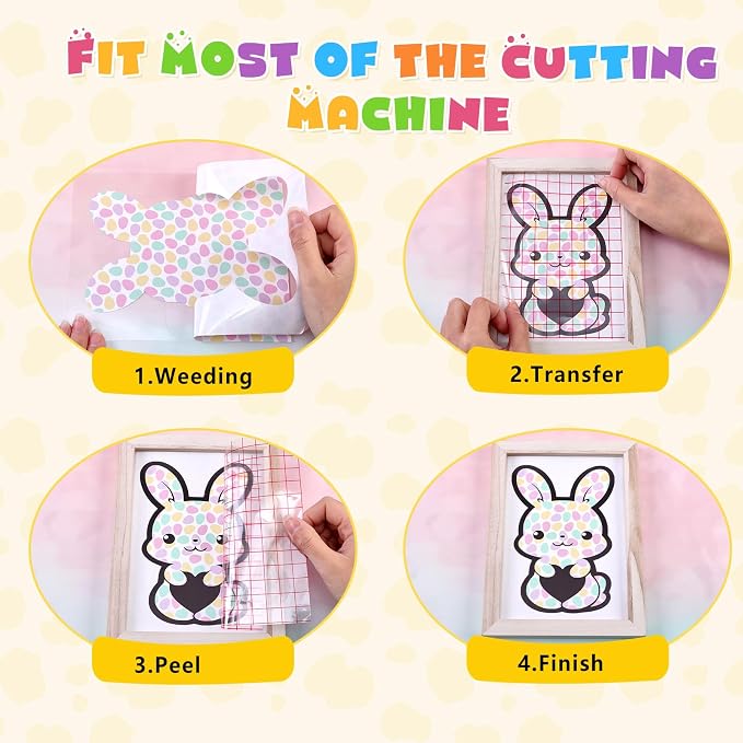 Easter Rabbit Permanent Adhesive Vinyl 12 Sheets 12'' x 10'' | Bunny Egg Pattern - Image 3