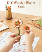3D Flower Wooden Puzzles for Adults-Gerbera Daisy, DIY Wooden Flowers Model Kit - Image 6