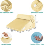 Bedluxe Adjustable 3pcs Bed Wedge Pillow Set, Memory Foam Wedge Pillows Post - Image 3