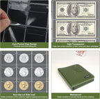 Coin Collection Book Holder for Collectors, 520 Pockets Fireproof Coins - Image 4
