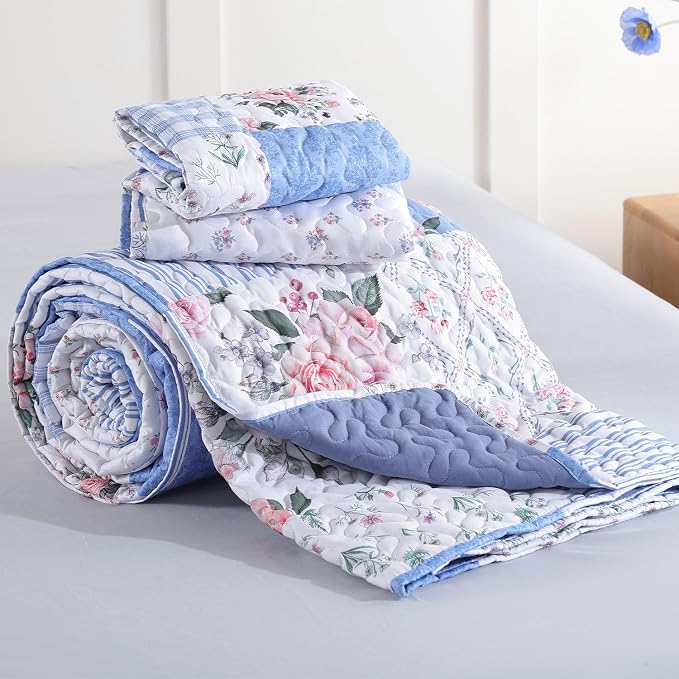 YIKUSH Quilt Sets Queen Size Floral Quilt Set 3 Pieces Bedding Set Bedspreads - Image 6