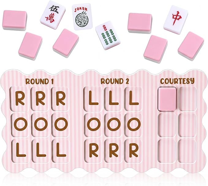 Solo Mahjong Practice Board 12 x 6 Inch Pink Stripe Mahjong Practice Board by Unknown