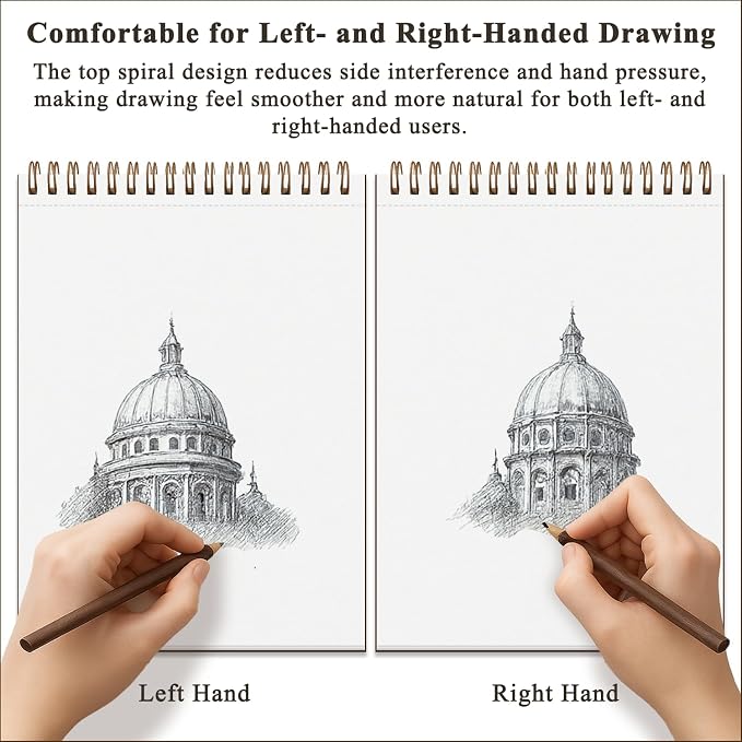 9"X12" Sketch Book Bulk, Top Spiral Bound Sketch Pad, 3 Pack 100 Sheets Each - Image 8