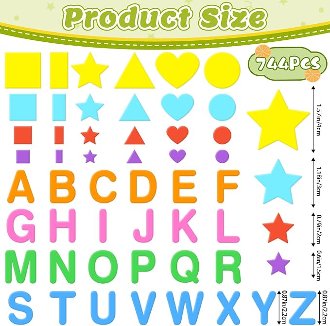 744Pcs Foam Stickers, 8Colors Foam Shape Letter Stickers - Image 2