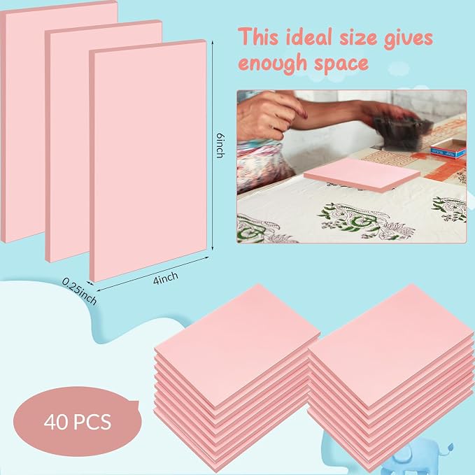Frienda 40 Pcs 4"x6" Rubber Carving Blocks Linoleum Block Stamp Making Kit Soft - Image 2