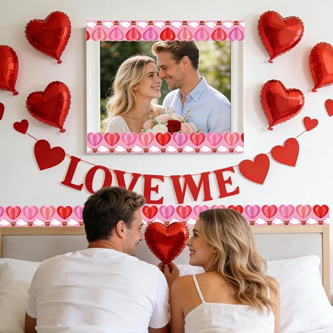 69 Ft Valentine’s Day Heart Hot Air Balloon Bulletin Board Border Love is in - Image 4