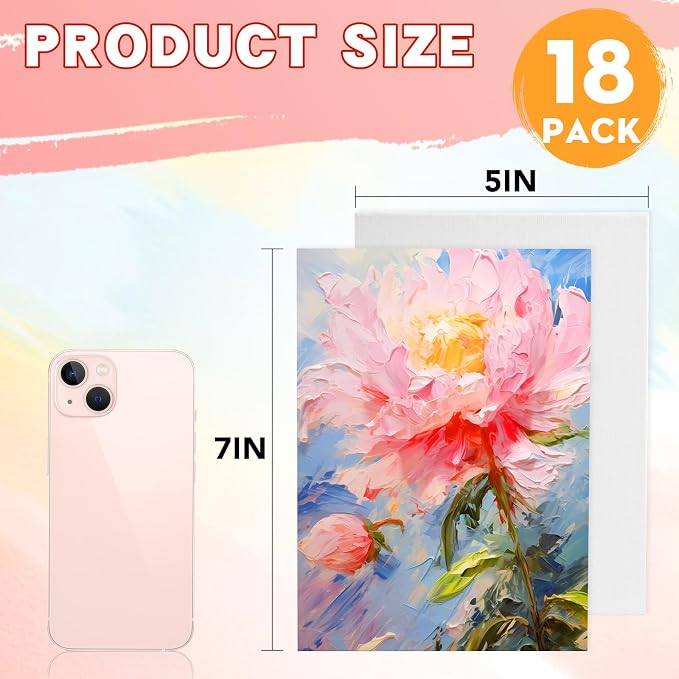 ESRICH 5x7IN Small Canvases for Painting, 18 Pack Mini Canvas Boards 100% - Image 2