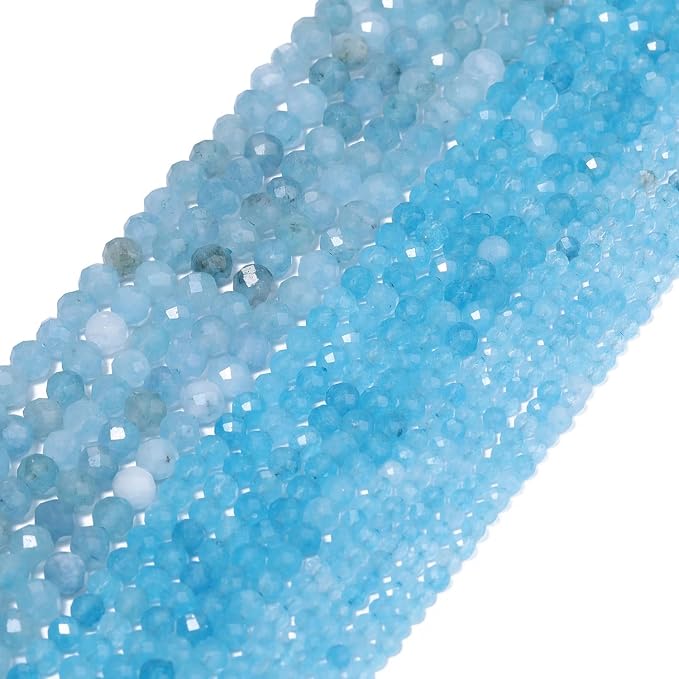 4mm 90pcs Deep Color Aquamarine Tiny Gemstone Beads - Image 8