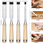GREBSTK 4-Piece Ultra-Sharp Wood Chisel Set, CR-V Steel Beveled Blades - Image 2
