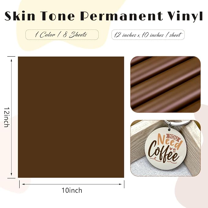 Tintnut Skin Tone Permanent Vinyl 8 Pcs 12x10in Dark Brown Adhesive Vinyl | - Image 2
