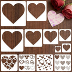 12 PCS Love Heart Stencils for Painting by Yazhiji