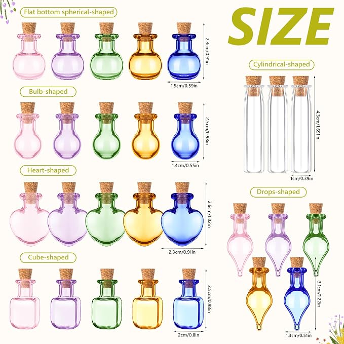 Geiserailie 80 Pieces Tiny Glass Bottles Spell Jars - Image 3