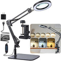LED Magnifier Desk Lamp with Stand and Clamp, 3 Color Modes & Stepless Dimming by Dylviw
