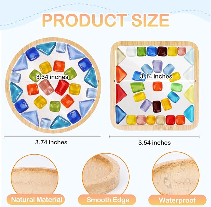 4Set DIY Glass Mosaic Tiles for Crafts, Mixed Color Mosaic Kit - Image 2