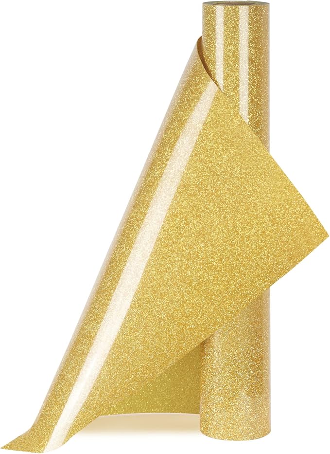 Golden Glitter HTV Heat Transfer Vinyl Rolls12inch by 9feet PU Stretch Iron on - Image 6