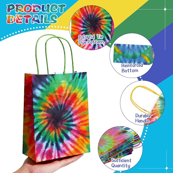 TaoBary 24 Pcs Tie Dye Party Favor Bags Camouflage Treat Goodie Retro Gift Bags - Image 4
