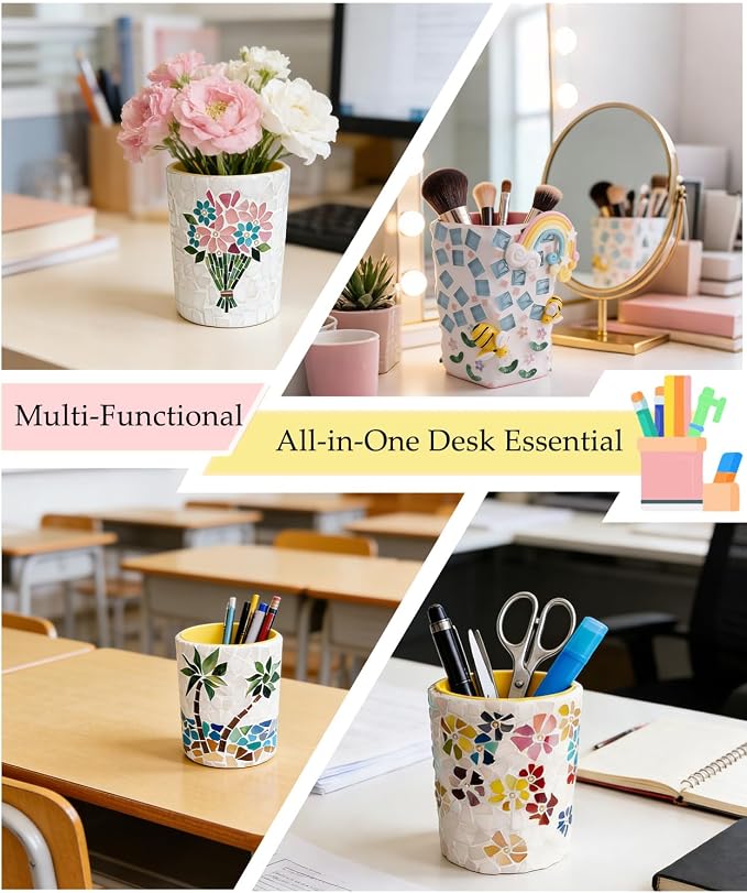 YUCHIYA DIY Glass Mosaic Pen Holder Craft Kit - Image 3