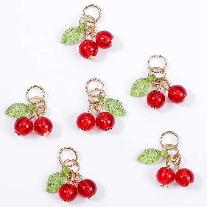 Tyqour 30 Pcs Red Cherry Charms Bulk 3D Mini Glass Fruit Charms - Image 7