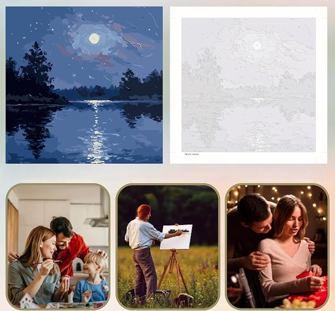 5DDIYART Moon Paint by Numbers for Adults Beginner, Paint by Number Kits on - Image 3