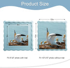 10x10 Picture Frame with Mat for 8x8, Wavy Edge Wooden Real Glass Photo Frame - Image 3
