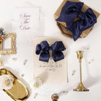 Ribbli Navy Double Faced Satin Wired Ribbon 2.5 Inch Navy Christmas Ribbon - Image 2