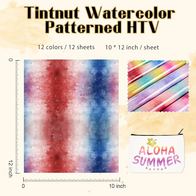 Tintnut Watercolor Gradient Heat Transfer Vinyl, stretch washable, suitable - Image 2