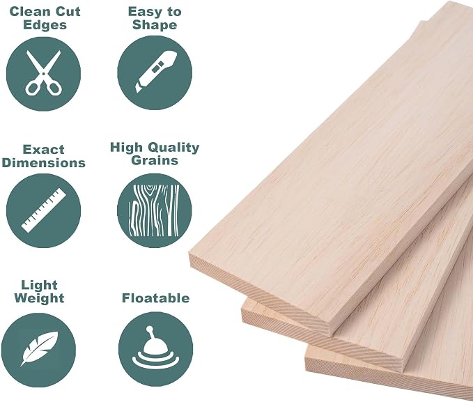 Balsa Wood Sheets 1/2" Inch Thick 12" x 4" Unfinished Wooden Board by Craftiff - Image 3