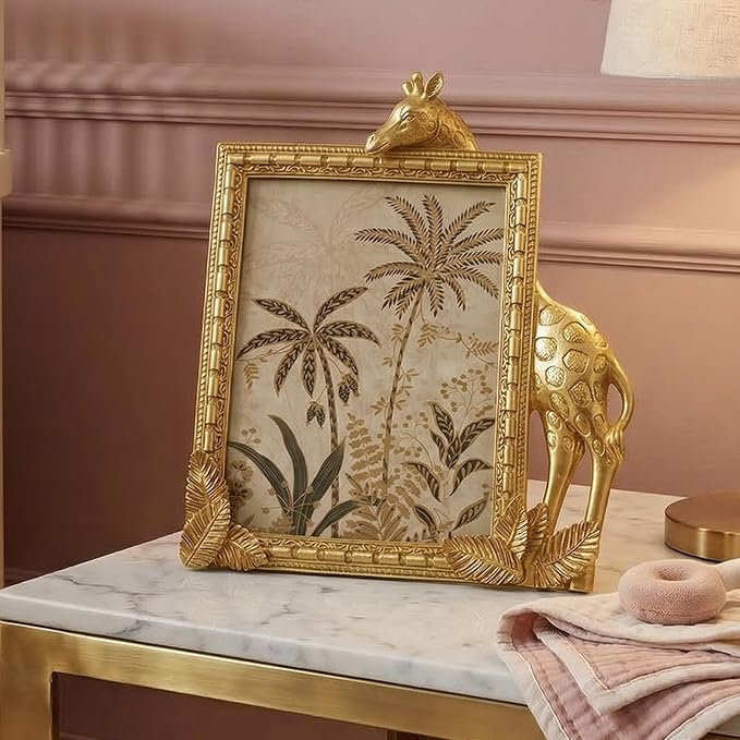 Cuspin 5x7 Gold Picture Frame, Ornate Vintage Resin Frames Decorative Giraffe - Image 3