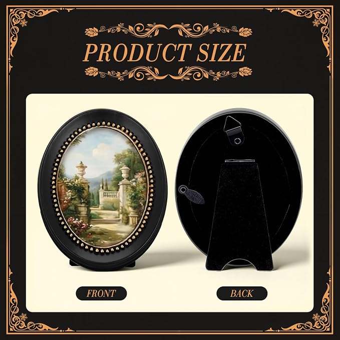 Qunclay Vintage Mini Picture Frames Set of 4, Round Rectangle Ornate Small - Image 3