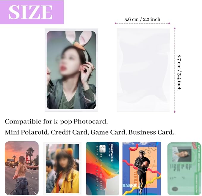 100 Pcs photocard Sleeves, 57x88mm Ultra Clear and Thick Sleeves Idol Photo - Image 2