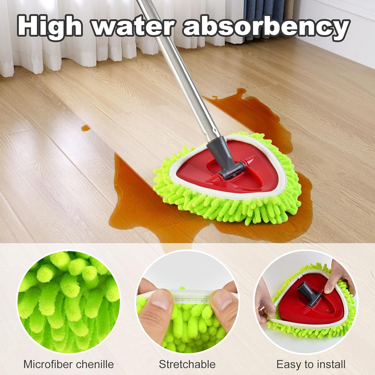 Mop Heads Replacement for Ocedar, Mop Replace Head for Ocedar EasyWring 1 Tank, Microfiber Spin Mop Refills, Include 4 Spin Mop Replacement Head Deep Cleaning Machine Washable with 2 Scrubber Mop Head