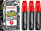 Coogert 3Pcs Red Jumbo Poster Markers, 15MM Thick Permanent Acrylic Graffiti by CoogertPaintPens