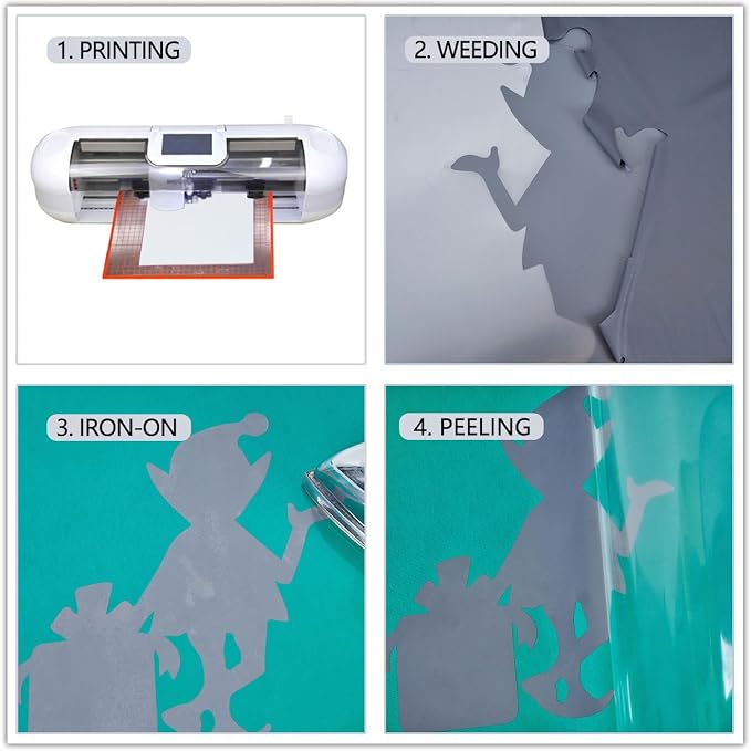 guangyintong Reflective Dark Grey Heat Transfer Vinyl HTV Rolls, Dark Grey HTV - Image 5