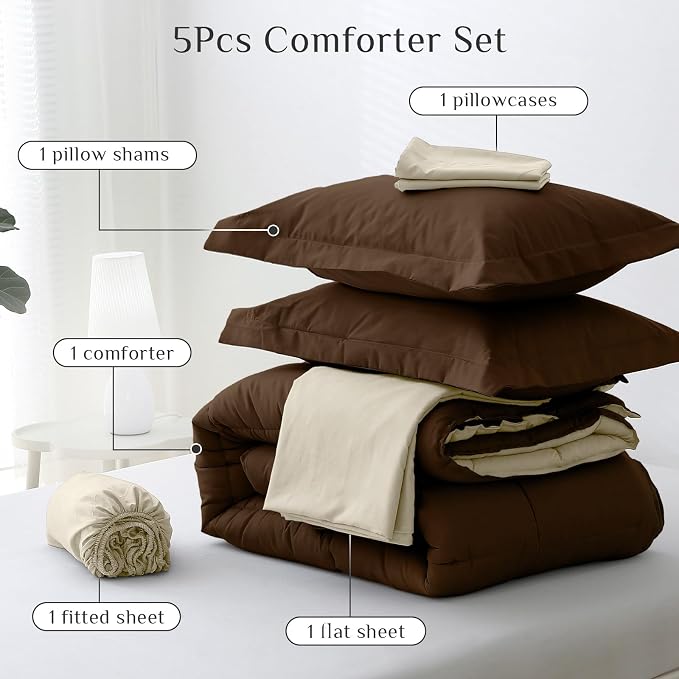 JOLLYVOGUE Twin Comforter Set, Ultra-Soft Bed in a Bag Twin Size 5 Pieces - Image 5