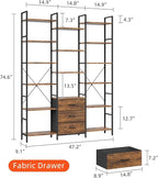 AFLUI Triple Bookshelf with 3 Fabric Drawers, 6-Tier Book Shelf and 10 Display - Image 2